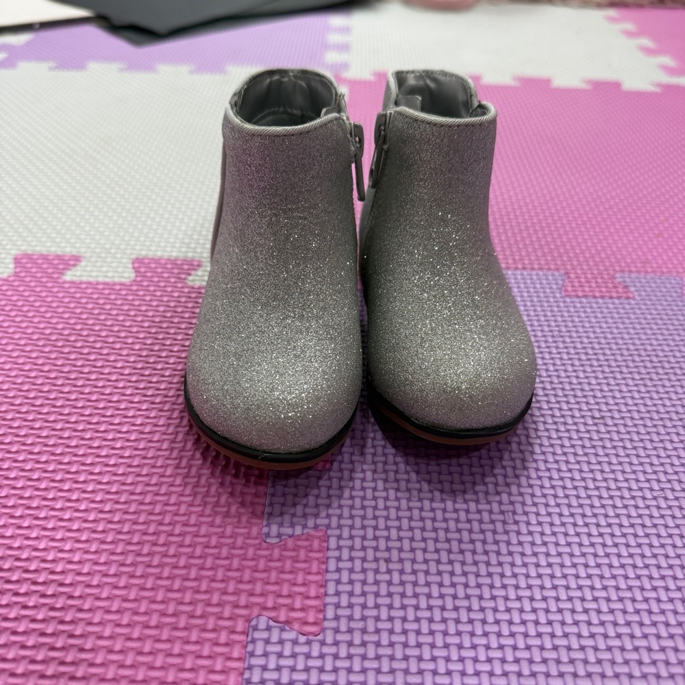 Cat & Jack Glittery Silver Kids Boots